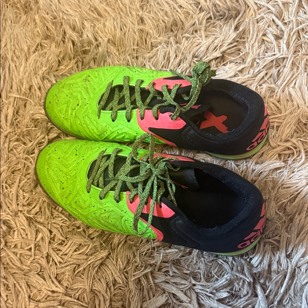 adidas green and pink soccer indoor shoes